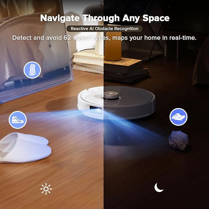 roborock Qrevo Curv Robot Vacuum and Mop, Zero-Tangling, AdaptiLift Chassis, FlexiArm Technology, Al Obstacle Recognition, 17mm Mop Lift, 18,500Pa Suction, Hot Water Mop Washing & Dock Self Cleaning