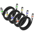 MAD OWL 3 Pin XLR Cables Male Female XLR Patch Cable, XLR Cable Microphone Wire Extension Connectors for Stage Lights DMX Signal Connection (4 Packs 10ft/ 3m)