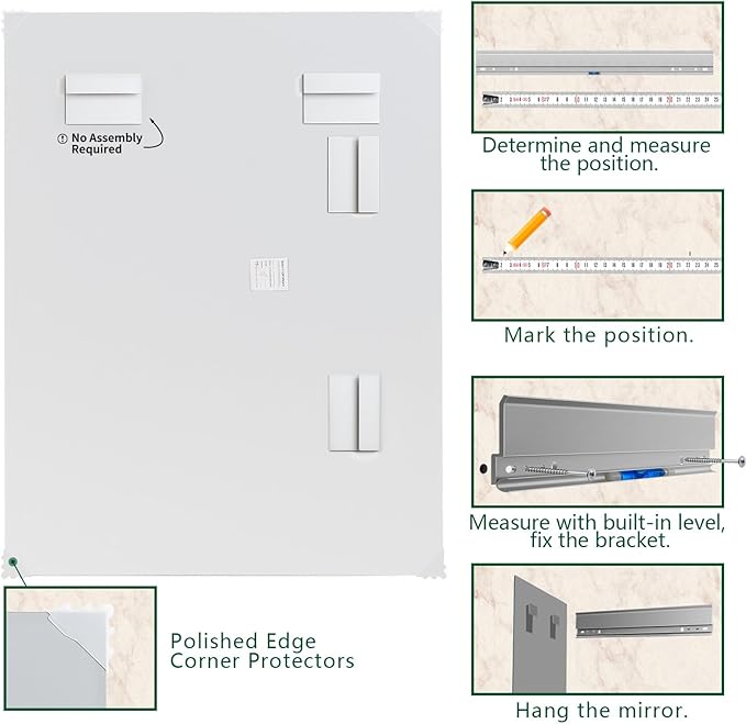 Mirrorons Frameless Mirror, Wall Mirror 24" x 32", Modern Rectangle Bathroom Mirrors for Wall with Polished Edge, Horizontally or Vertically. Upgraded Shatterproof, Entryways, Bathroom, Gym.