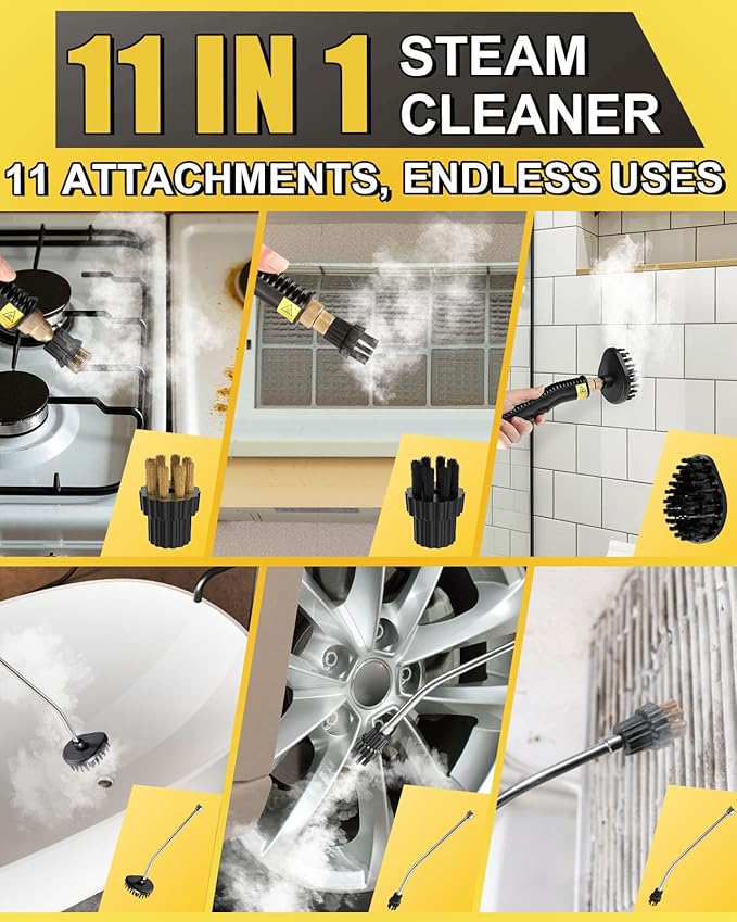Heavy Duty Steam Cleaner for Home, Fast Heating & 1.2L Tank, 6-Level Adjustable Pressurized Portable Steamer for Cleaning with 11 Accessories for Grout, Tile, Floor, Car and More