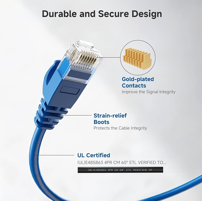 Cable Matters 10Gbps 5-Pack Snagless Cat 6 Ethernet Cable - 5ft - Image 5