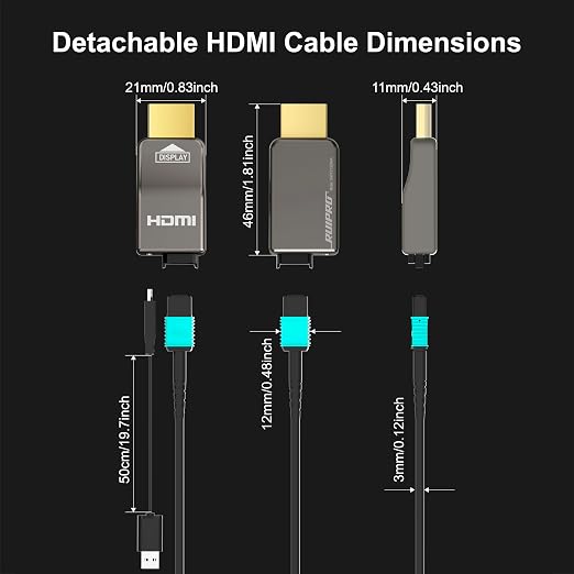 RUIPRO 8K Detachable Full Fiber Optic Armored HDMI 2.1 Cable 33FT, Ultra High - Image 3
