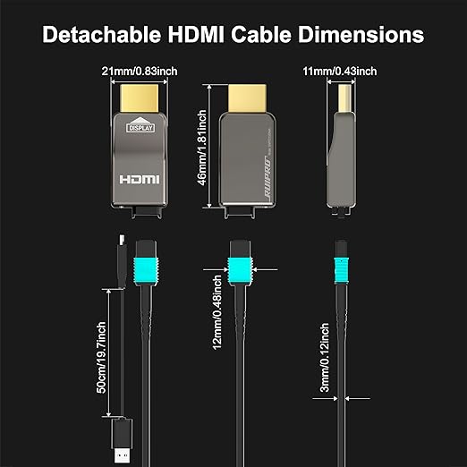 RUIPRO 8K Detachable Full Fiber Optic Armored HDMI 2.1 Cable 85FT, Ultra High - Image 3