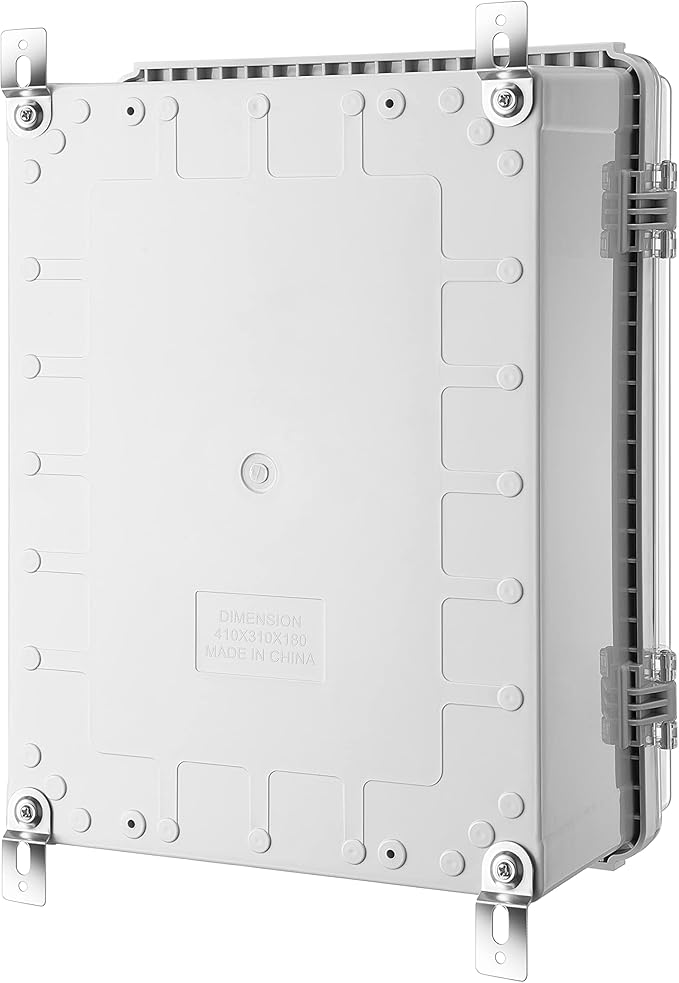 Gratury Junction Box, IP67 Waterproof Plastic Enclosure for Electrical Project, Hinged Grey Cover, Includes Mounting Plate and Wall Bracket (Transparent Cover with Inner Door, 16.1"x12.2"x7.1")