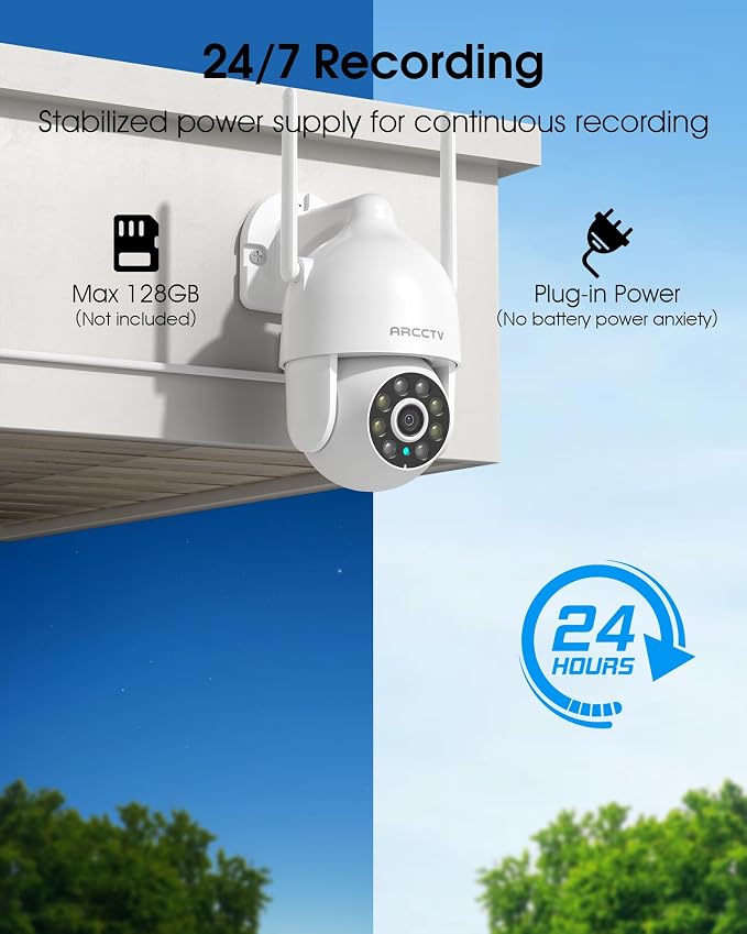 ARCCTV 2K Security Cameras Outdoor, 360°Pan-Tilt View 2.4G/5G WiFi Security - Image 5