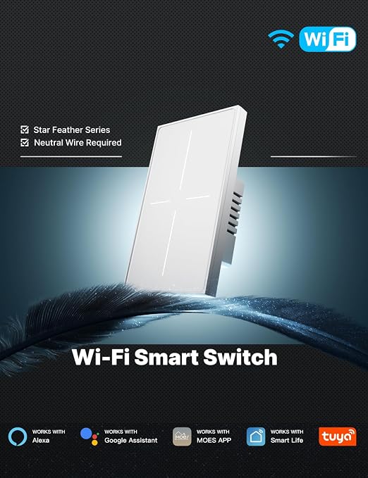 MOES Full Touch Smart Switch, SF Wall Light Switch, Neutral Wire Required - Image 8