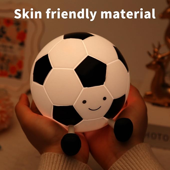 FineLiMoLa Soccer Silicone Night Light for Kids,Cartoon Soccer Lamp Squishy Silicone Baby Nursery Night Light with 7 Colors Change,Football Night Light for Home Decor,Birthday or Christmas Gifts