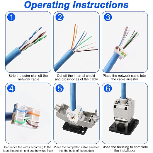 XMSJSIY CAT6A D-Type Panel Mount Connector Shielded RJ45 CAT6A Coupler Toolless - Image 6