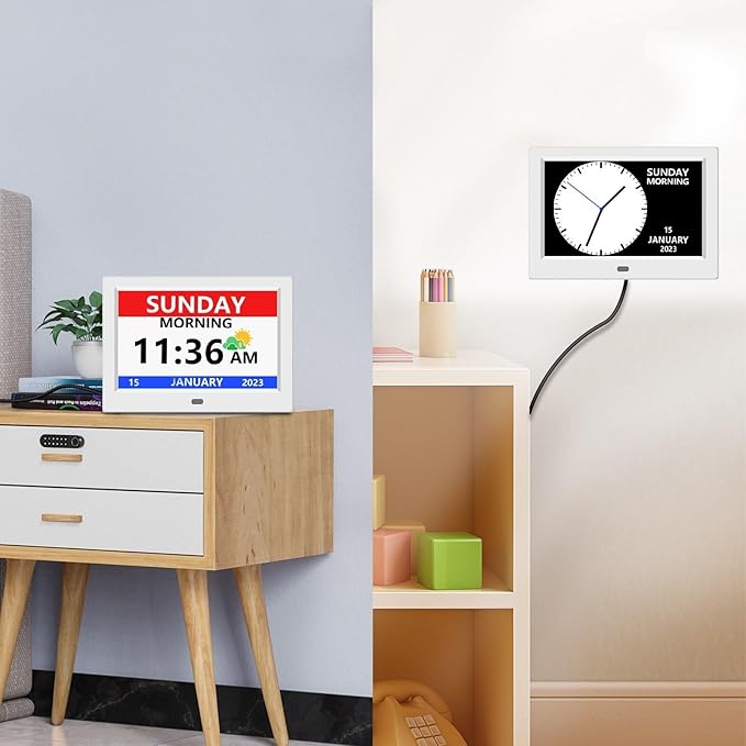 LXBYJKJ 11 Inch Digital Clock with Day and Date for Elderly Alzheimer's Clock Customizable Alarms 3 Display Modes Large Font Alarm Clock for Seniors Auto DST