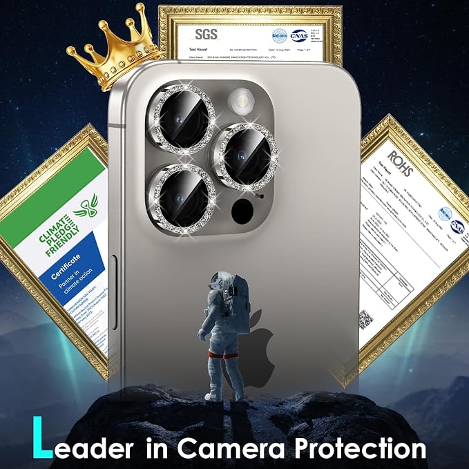 YWXTW Designed for iPhone 15 Pro/iPhone 15 Pro Max Camera Lens Protector Bling - Image 2