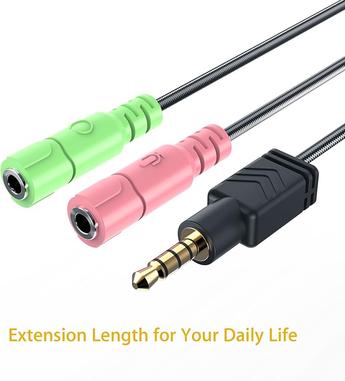 MillSO Headphone Mic Splitter, 3.5mm Headset Adapter (Microphone + Audio) 2 TRS Female to TRRS Male CTIA Stereo Jack Y Cable Compatible for Dual-Plug Gaming Headset to Xbox, PS4, Phone, Laptop, PC
