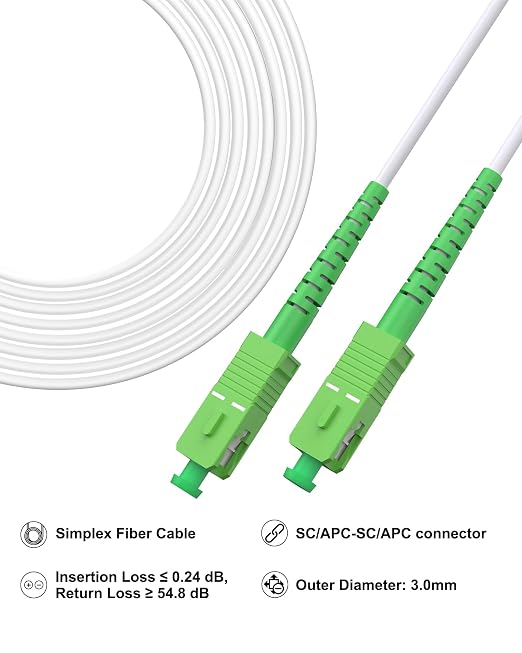SC/APC to SC/APC Cable, Armored Single Mode SC Fiber Patch Cable 6M | OS2 - Image 2