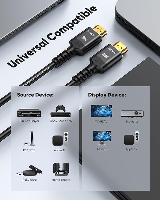 Highwings HDMI Cables 20FT Long, 8K Ultra High Speed HDMI 2.1 Cable 8K@60 - Image 7