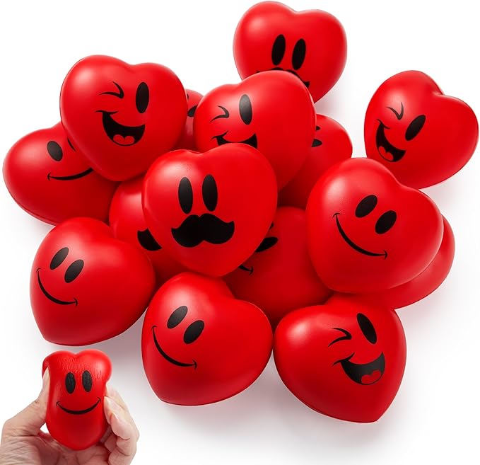 JOYIN 15 PCS Valentines Day Heart Shaped Stress Relief 3“ Balls for Kids Party Favors, School Classroom Exchange Prizes Gift