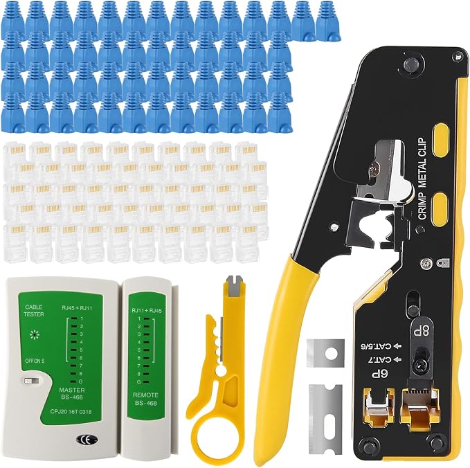 Network Crimping Tool Kit All-in-One Pass Through RJ45 Crimper by Dorhea