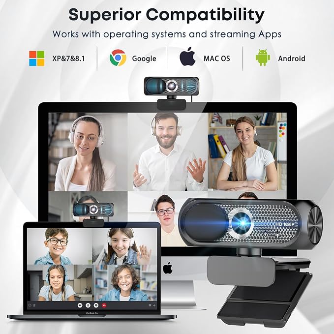 2K Webcam with Microphone, Noise Cancellation, Privacy Cover, Wide-Angle Lens - Image 6