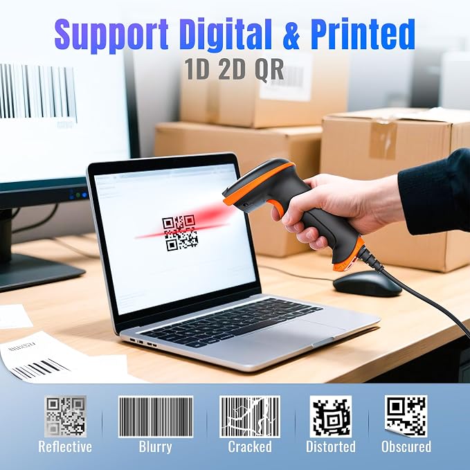 Tera Upgraded USB 1D 2D QR Barcode Scanner Wired, Officially Certified - Image 4