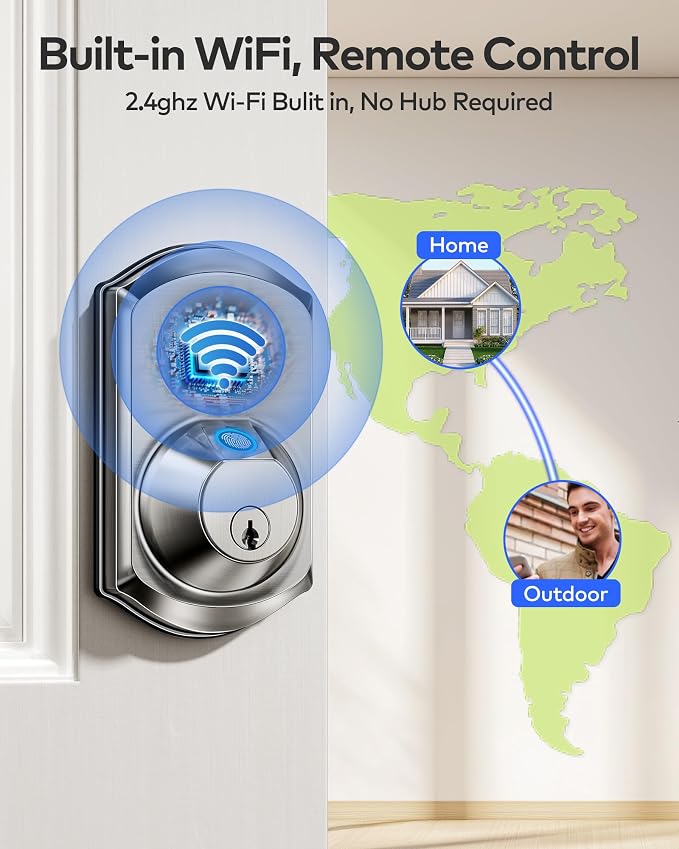 TEEHO TE012W WiFi Smart Lock, Fingerprint Door Lock - Image 2
