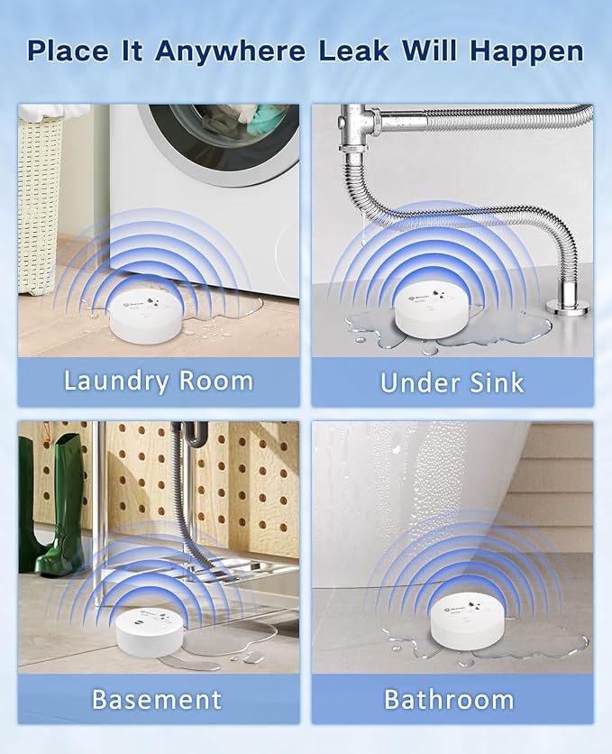 Geevon 5 Pack Water Leak Detectors, 100dB Water Sensor Alarms Flood Detector - Image 4