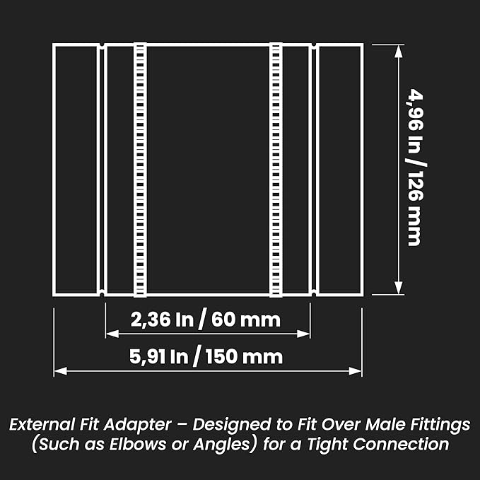 Repa Market 5" Inch Flexible Vibration And Noise Reducing Coupler - Female Fit Duct Connector – Galvanized Steel Coupling for Joining Two Male Duct Fittings – HVAC Ventilation Inline Joint