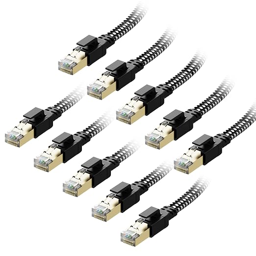 Orbram Cat 8 Ethernet Cable 10ft 10-Pack, Nylon Braided High Speed Heavy Duty by Orbram