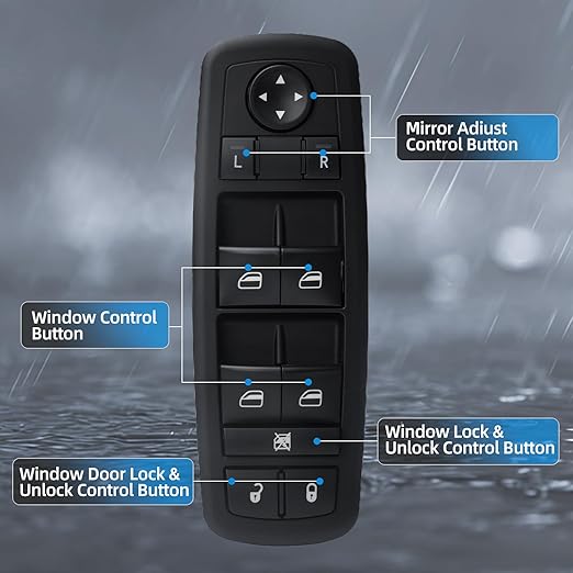 WUANGKI Power Window Door Master Control Switch | Front Driver Side | 3+0 Pins | Compatible with 2008-2009 Dodge Grand Caravan, 2008-2009 Chrysler Town, Country | OE# 4602535AE | Window Buttons