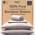Bambaw 100% Viscose Derived from Bamboo Sheets Full Size Set – 4pcs Cooling Sheets Full Size, Perfect for Hot Sleepers, Luxury & Buttery Soft Sheet Set, with Elastic Corner Straps (Sand)