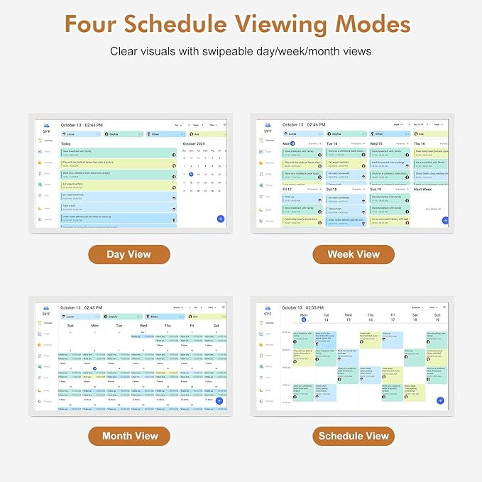27" Smart Digital Calendar for-Family-Business-Schedules - 1920 x 1080 IPS Full HD Touch Screen Wall Mounted Electronic Calendar, Auto-Sync Google iCloud Outlook Calendars, Christmas Gift for Mom Dad
