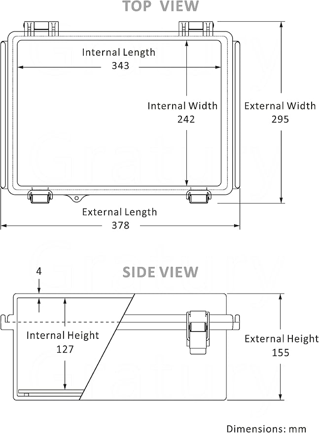 Gratury Junction Box, IP67 Waterproof Plastic Enclosure for Electrical Project, Hinged Grey Cover, Includes Mounting Plate and Wall Bracket (Transparent Cover, 14.6"×10.6"×5.9")