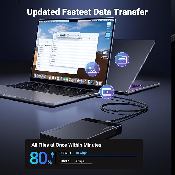 UGREEN 10 Gbps Micro B to USB C Hard Drive Cables, 6.6FT USB C to Micro B, External Hard Drive Cable Compatible with MacBook Pro/Air, iPad/Tablet, iPhone, Samsung Galaxy S24, WD Seagate etc