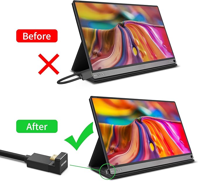 AGVEE 2 Pack (Long Side Inward) 180 Degree Angled Mini HDMI Male to HDMI Female Adapter, U-Shaped 4K@60HZ Converter Coupler Connector Extender for Portable Display Monitor Accessories, Black