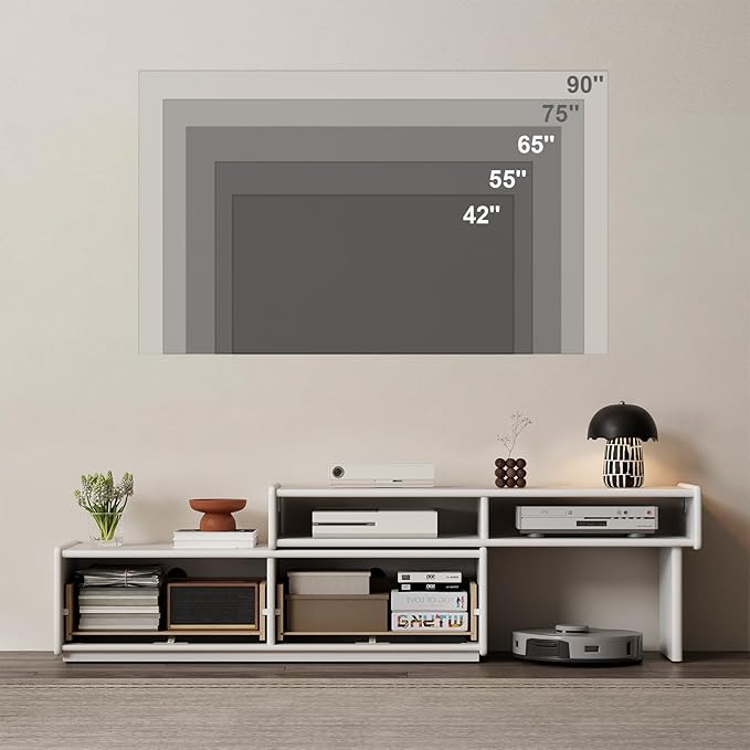 YQJJGL Solid Wood TV Stand for TVs up to 65 Inch， Walnut TV Stand with Storage and Shelf for Living Room, Bedroom, Office
