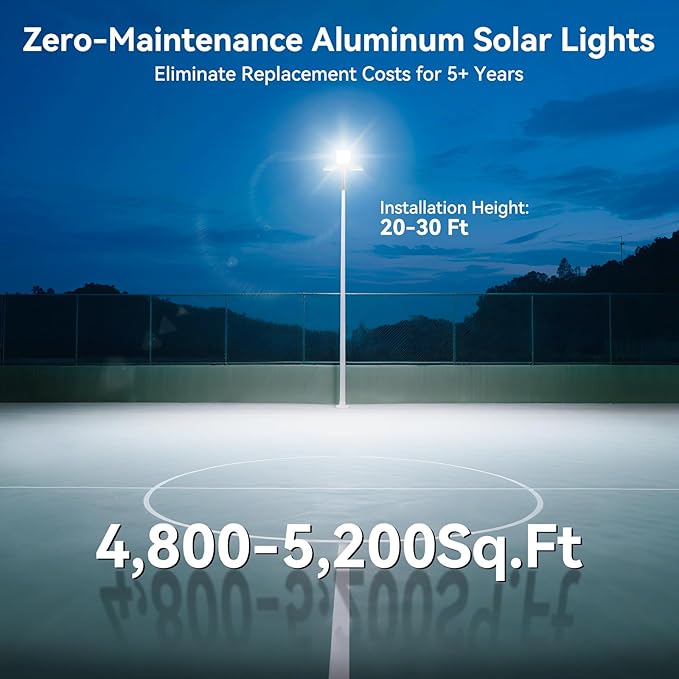 Deepn Solar Street Light 12000W Aluminum Commercial Grade Solar Parking Lot Lights with Motion Sensor & Dusk to Dawn IP67 Waterproof Heavy Duty Security Flood Lights for Street, Yard, SZ4000, 2Pack
