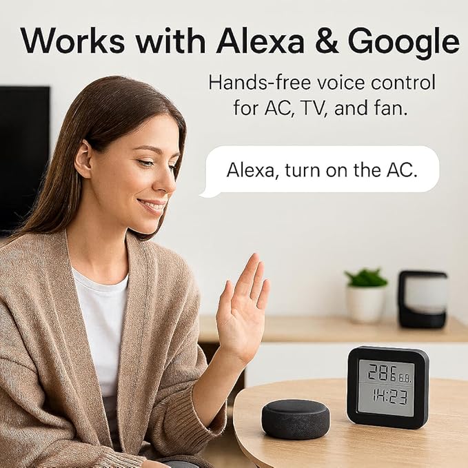 Toyanc Universal Remote Hub: WiFi IR Blaster with Built-in Temp & Humidity Monitor - Smart Home Automation for Air Conditioner, TV, & Audio - Compatible with Smart Life, Tuya, Alexa & Google