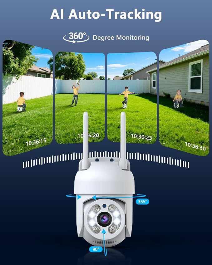 Outdoor WiFi Security Camera 3MP, PTZ Pan Tilt - Image 2
