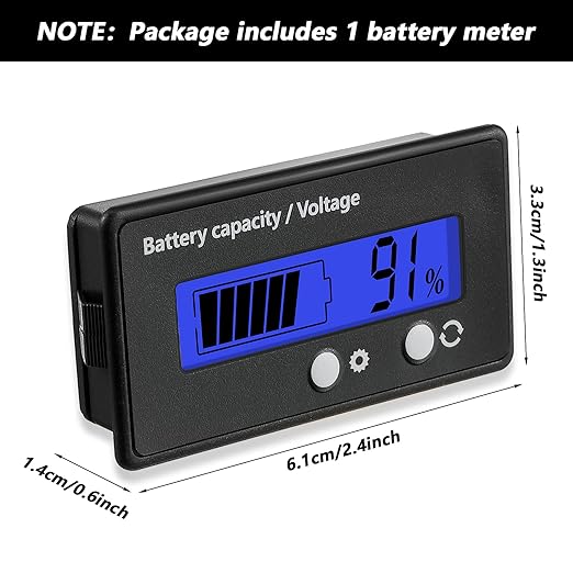 DC 12V 24V 36V 48V 60V 72V 84V Golf Cart Battery Meter with Alarm, Front Setting and Switch Key Battery Capacity Voltage Indicator Gauge Acid and Lithium ion Indicator(Blue)