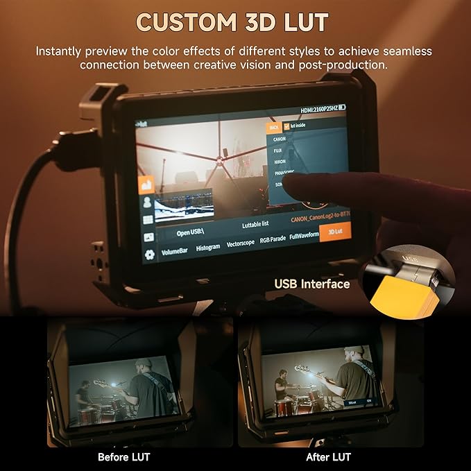 VILTROX DC-X3 2000 Nits SDI Camera Field Monitor Kit with Rig Cage, 4K HDMI 6" Touchscreen On Camera Video Monitor w Sunshade Hood/Battery, 3D Lut 1920X1080 HD Full Waveform Focus Peaking VectorScope