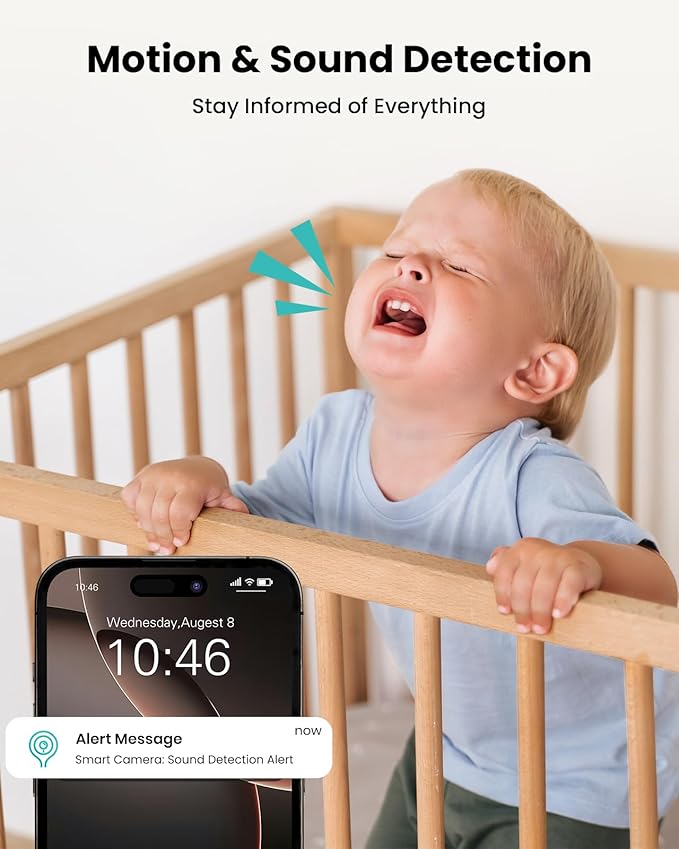 CAMSTRO 3K Indoor Security Camera,360°PTZ Home Baby/Pet Monitor,Auto Tracking,5MP Night Vision,2.4/5GHz WiFi,Motion & Sound Detection,2-Way Audio,SD Card/Cloud Storage,Works with Alexa,No Monthly Fee