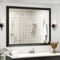 SMIROR Matte Black Bathroom Mirror for Over Sink 48x 40 inch, Metal Thick Frame Rectangle Vanity Mirror for Wall, Anti-Rust, Horizontally or Vertically Mounted