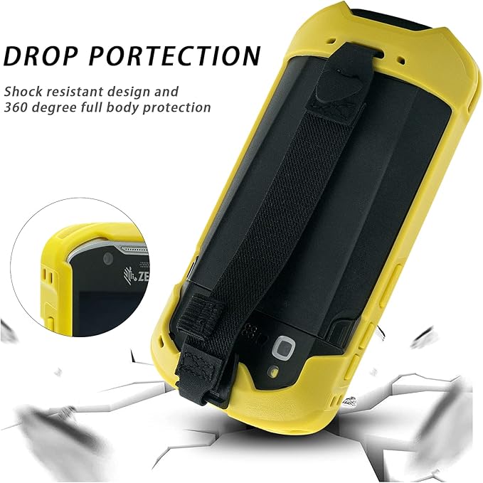 Protective Cover Bumper Case Rugged Boot with Hand Strap for Zebra TC51 TC510K TC52 TC56 TC57 (Yellow)