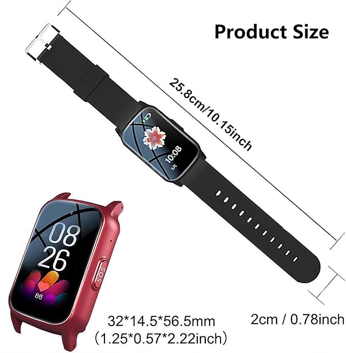 Elderly Fall Watch, Smart Watch for Men Women Wtih Sos Call and Health Monitoring, Ip67 Waterproof, Emergency Call Bracelet, for Seniors & Adults, Christmas and Birthday Gifts, 4G Safety(Red)