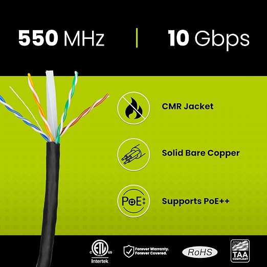 trueCABLE Cat6 Riser, 23AWG 4 Pair Solid Bare Copper, ETL Listed, Unshielded - Image 2