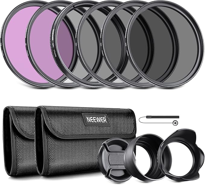 NEEWER 77mm ND Lens Filter Kit: UV, Lens Hood and Lens Cap Compatible by Neewer