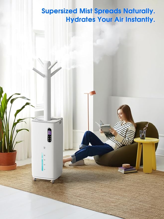 MONISEN 26L/5.7Gal Humidifier Large Room 3000 ft², Supersized Cool Mist, 38H Quiet Humidifiers for Bedroom, 2000mL/h Mist Output, Touch/Remote Control, Humidifiers for Home, Whole House, Plant, White