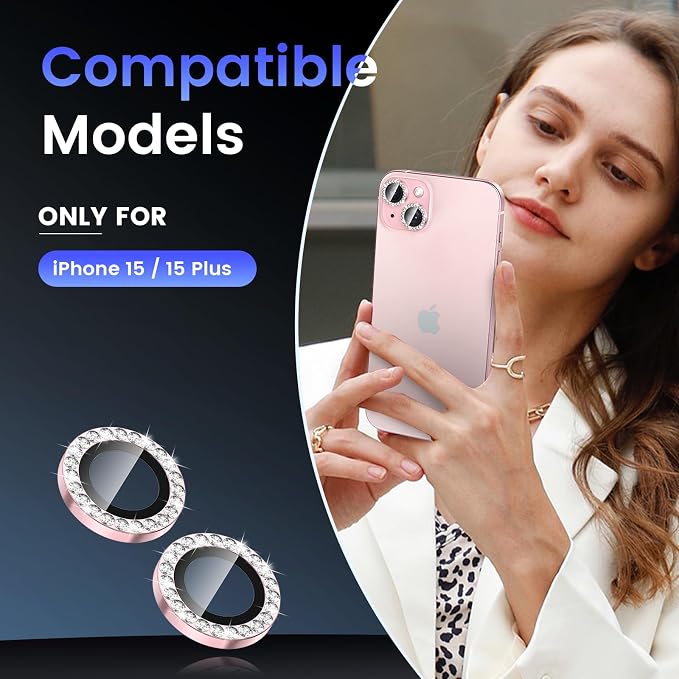 Tensea for iPhone 15 / iPhone 15 Plus Camera Lens Protector, 9H Tempered Glass - Image 2