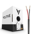 Voltive 12/2 Speaker Wire, Riser CL3R, Black, 500ft - 12AWG, 2 Conductors, Stranded Oxygen-Free Copper, UL Listed - V-1267-1