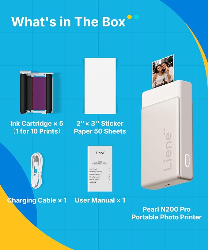 Liene Pearl N200 Pro Portable AI Photo Printer, Instant Mini Picture Printer - Image 9