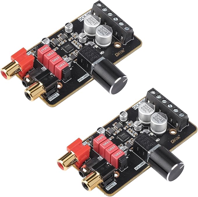 DROK 15W+15W 2.0 2pcs 12V Amplifier Board, Dual Channel Audio Amplifier Board PAM8620 DC 8-26V 24V Digital Stereo Amp Module Class D Mini Power DIY Amplify Circuit for Sound System Speaker