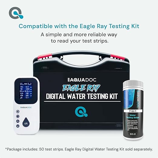 AquaDoc 7-in-1 Spa & Hot Tub Test Strips - 50 Pool Test Strips for pH, Chlorine, Hardness, Bromine, Cyanuric Acid, Alkalinity