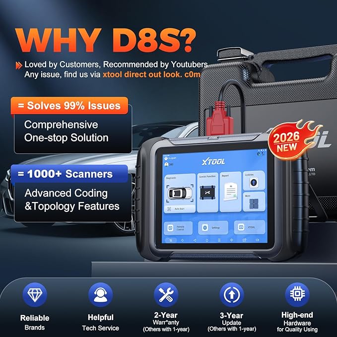 XTOOL D8S Bidirectional OBD2 Scanner with Topology Mapping: 2026 Upgrade of XTOOL D8, Scan Tool with 42+ Resets, Full System Automotive Scanner Diagnostic Tool, PMI for Ford, FCA AutoAuth, CANFD/DoIP